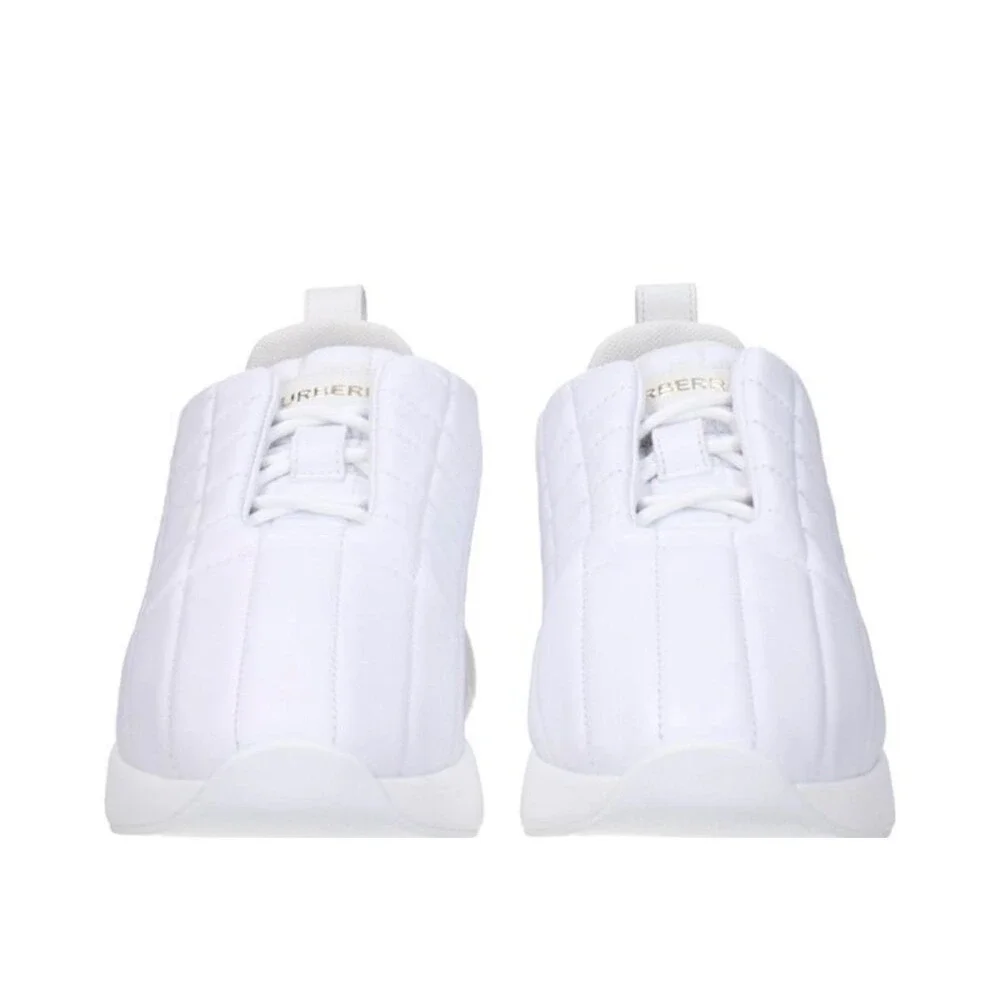 BURBERRY‎ White Women's QuiltedCheck Leather Low Top Sneakers 37.5 US 7.5